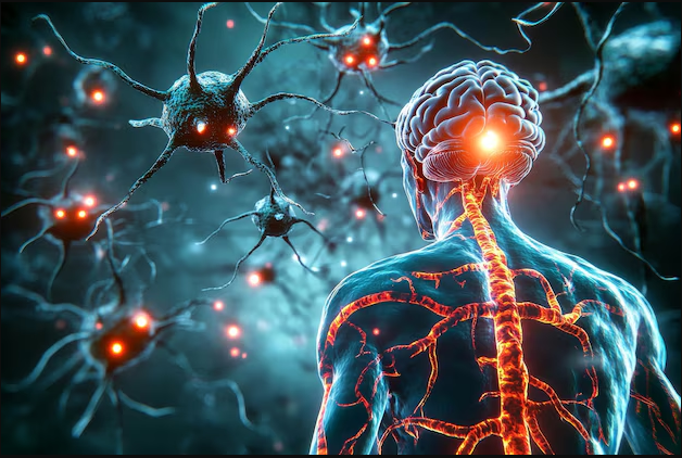 Glowing Central Nervous System Diagram